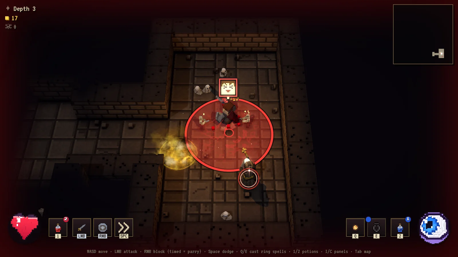 Combat in a voxel dungeon